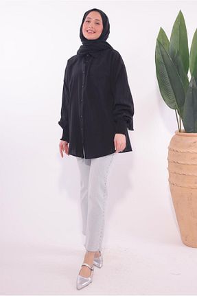 تونیک حجاب مشکی زنانه %100 پنبه TRENDTESETTÜR - کد 902593610