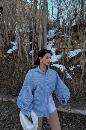 پیراهن آبی زنانه Boyfriend MOZENA - کد 902579444