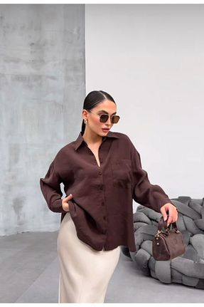 پیراهن حجاب قهوه ای زنانه اورسایز MERGAZZER - کد 902603488