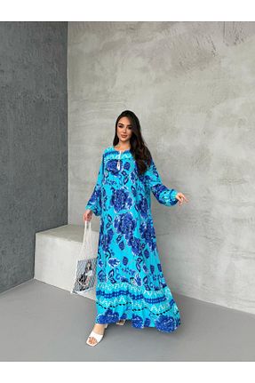 لباس سایز بزرگ آبی زنانه ویسکون Miasista - کد 902615424
