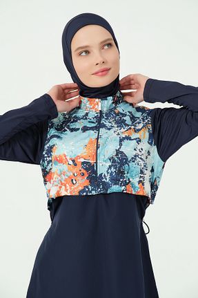 مایو حجاب سرمه ای گلدار Alfasa - کد 902615010