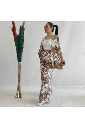کیمونو و کافتان قهوه ای زنانه بافت 6 butik altı üstü butik - کد 902661728