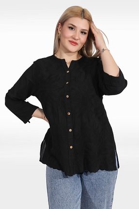 پیراهن مشکی زنانه اورسایز Duss - کد 902663632