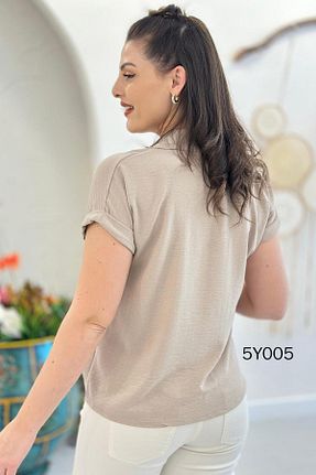 بلوز بژ زنانه ساده İnce Topuk - کد 902670753