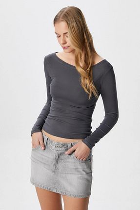 بلوز طوسی زنانه ساده Ritnice - کد 899747879