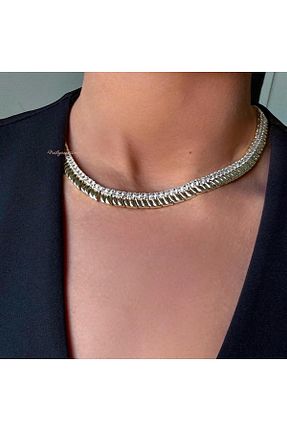 گردنبند استیل ( فولاد ) طلائی استیل (فولاد) neslyaccessories - کد 902666690