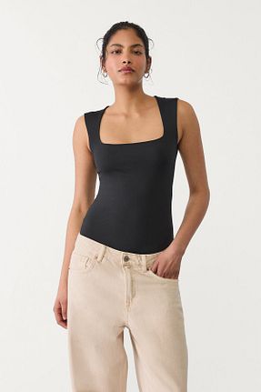 بادی مشکی زنانه یقه مربعی Stradivarius - کد 902682720