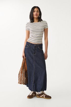تیشرت آبی زنانه اسلیم فیت Stradivarius - کد 902682850