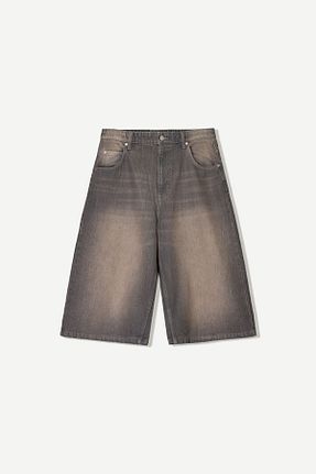 شلوارک و برمودا طوسی مردانه Relaxed Bershka - کد 902675312