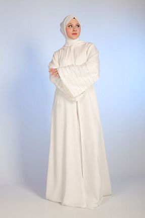 کلاه و ابایا سفید زنانه %100 پنبه HARİKA WEAR - کد 835498521