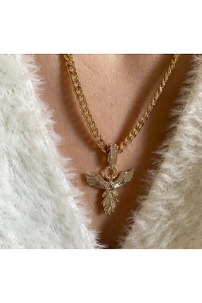 گردنبند جواهر طلائی زنانه روکش طلا Diklipsaksesuar - کد 902706670