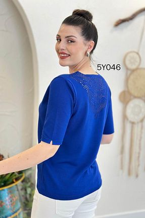 پلیور آبی زنانه Ajurlu İnce Topuk - کد 902710295