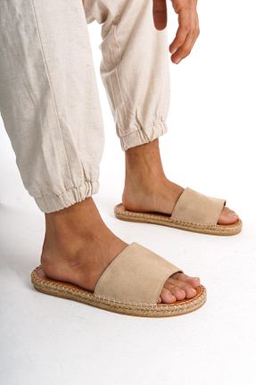 دمپائی بژ مردانه چرم خالص Mubiano - کد 835870725