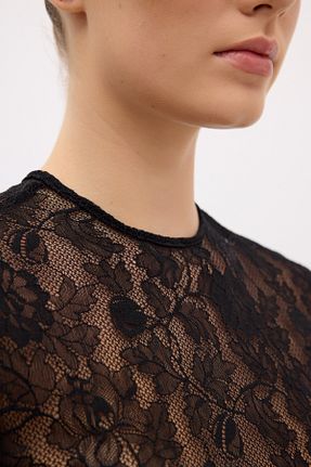 بلوز مشکی زنانه گلدار adL - کد 902726606