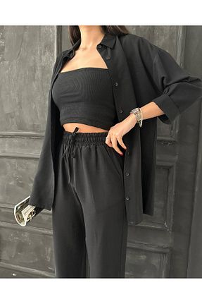 ست بالاتنه و پائین تنه مشکی زنانه بافتنی Joystyle - کد 902719768