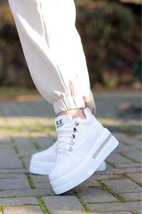 کفش بیرون سفید زنانه چرم مصنوعی LEYDİ SHOES - کد 902732686