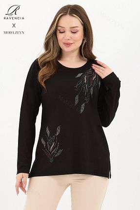 بلوز مشکی زنانه گلدار Ravencia - کد 902737869