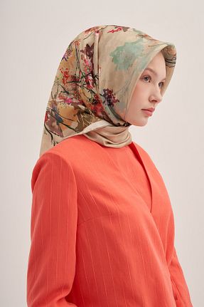 روسری صورتی کرپ ساتن ابریشم Aker - کد 902758132