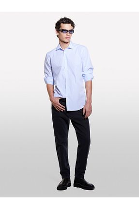 پیراهن آبی مردانه تنگ Sisley - کد 902752083