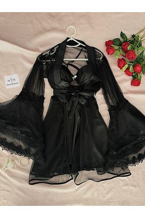 ربدوشام مشکی زنانه ساتن MH Moony Homewears - کد 902756923
