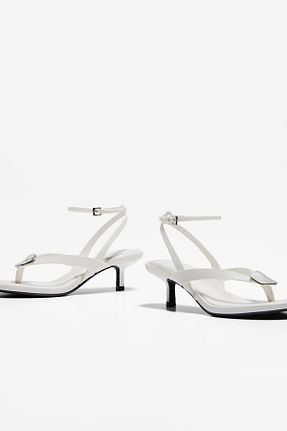 صندل سفید زنانه پاشنه نازک Bershka - کد 36921388