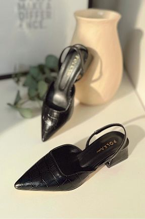 کفش پاشنه بلند کلاسیک مشکی زنانه چرم مصنوعی POLKA STORE - کد 902769955