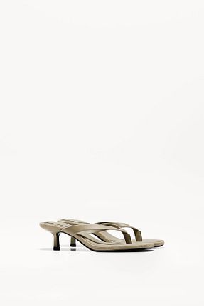 صندل خاکی زنانه پاشنه نازک Bershka - کد 902771098