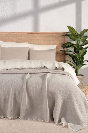 لحاف دونفره قهوه ای 240 x 260 MYLASA HOME - کد 878973097
