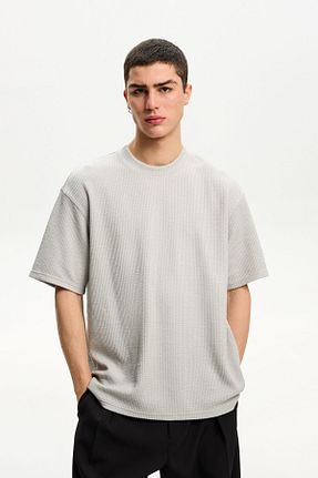 تیشرت طوسی مردانه Relaxed Bershka - کد 902798514
