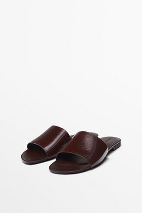 صندل بژ زنانه پاشنه تخت Massimo Dutti - کد 902803862