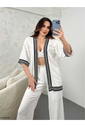 ست بالاتنه و پائین تنه سفید زنانه بافتنی mfbcollection - کد 902799127