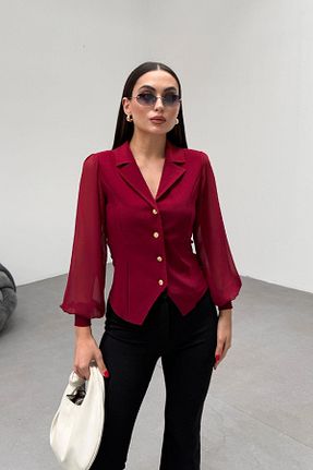 بلوز زرشکی زنانه ساده RB CLUB - کد 898218512