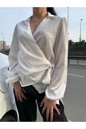 بلوز سفید زنانه ساده sunfyre - کد 902801196