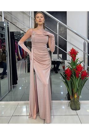 لباس مجلسی سایز بزرگ صورتی زنانه یقه ایستاده abiyenebak - کد 904091628