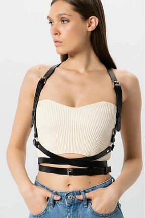 کمربند مشکی زنانه چرم مصنوعی A normal Tekstil - کد 902810200