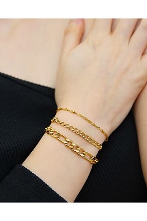 دستبند استیل (فولاد) طلائی زنانه استیل (فولاد) MARCİELO Accessories - کد 900727644