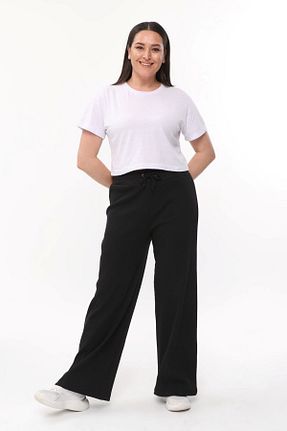 شلوار سایز بزرگ مشکی زنانه پنبه پلی استر Sym - کد 672375124
