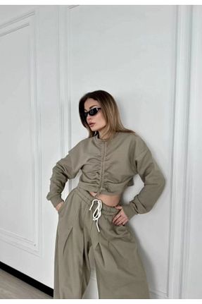 ست بالاتنه و پائین تنه خاکی زنانه لیکرا genelartp75 - کد 902839678
