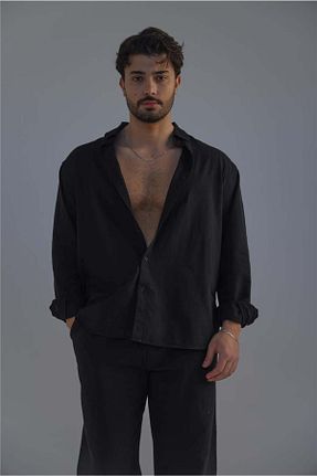پیراهن مشکی مردانه Asimetrik OUTFİT MAN - کد 902834697