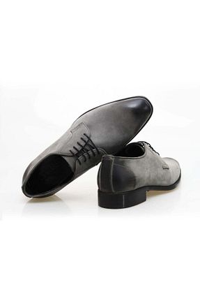 کفش کلاسیک طوسی مردانه چرم خالص Butik - کد 902841506