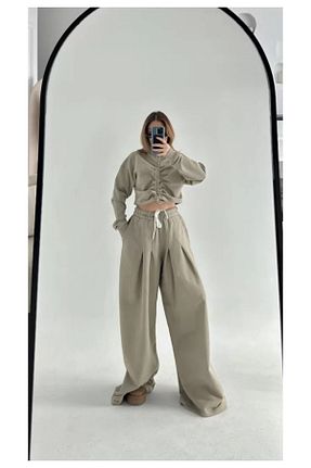 ست بالاتنه و پائین تنه خاکی زنانه لیکرا genelartp75 - کد 902839678