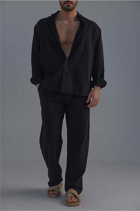 پیراهن مشکی مردانه Asimetrik OUTFİT MAN - کد 902834697