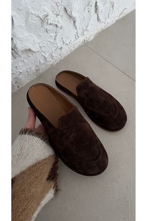 دمپائی قهوه ای زنانه چرم خالص Gilla Shoes and Bag - کد 902836649