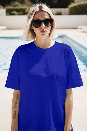 تیشرت آبی زنانه اورسایز ModaSphere - کد 902869310