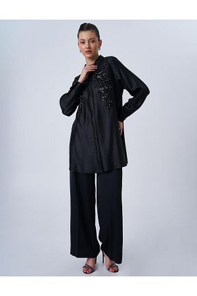 تونیک حجاب مشکی بافتنی Kayra - کد 902889111