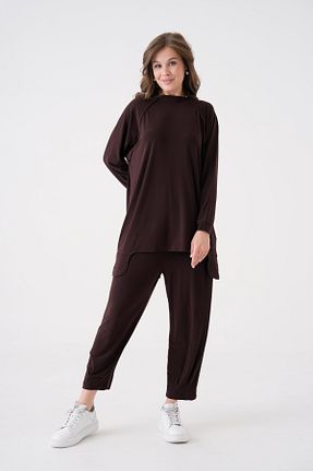 ست بالاتنه و پائین تنه حجاب قهوه ای زنانه Relaxed NİSUM MODA - کد 902930938