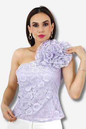 بلوز بنفش زنانه طرح دار Favori Tekstil - کد 817628651