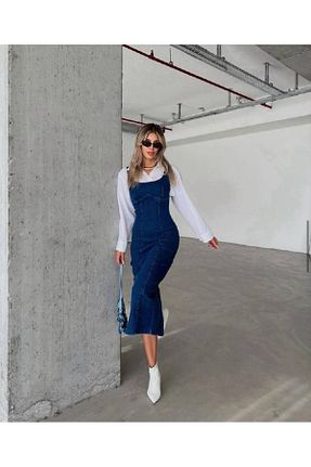 لباس سرمه ای زنانه جین ETİKAFASHION - کد 817405957