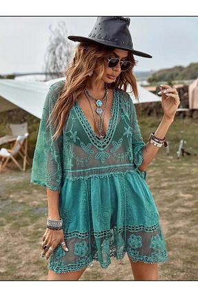رویه بیکینی فیروزه ای زنانه کتان GENNA - کد 902946424