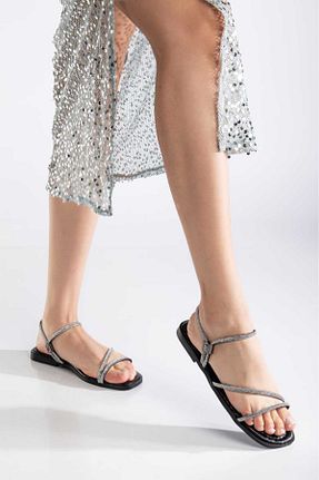 صندل مشکی زنانه پاشنه تخت Bilalim Shoes - کد 902957382